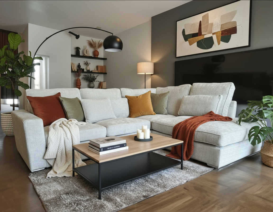 Canapé ERM-Marbella d’angle droit blanc cassé