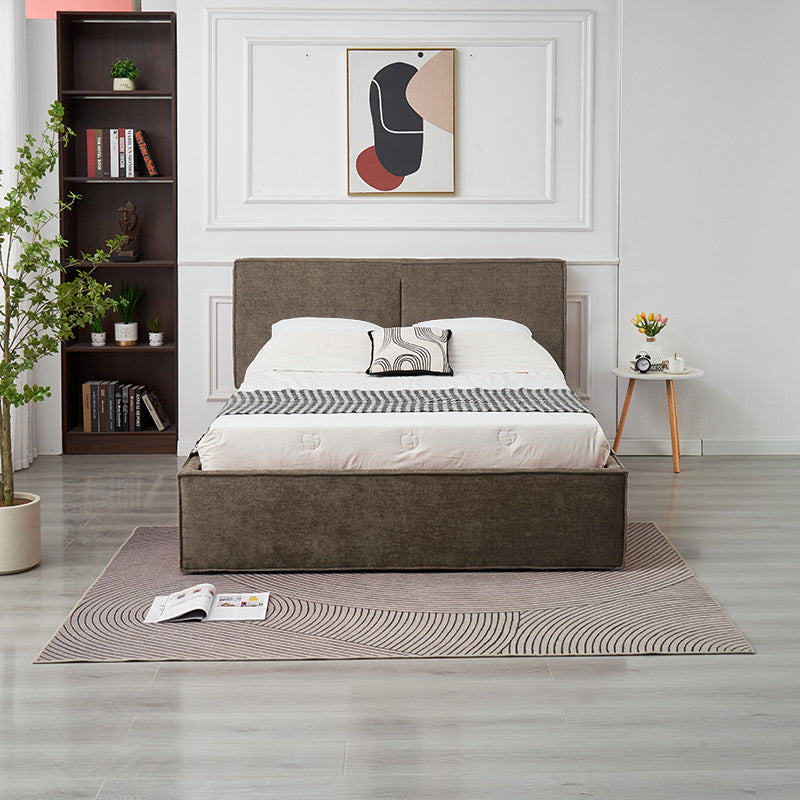 LIT DOUBLE COFFRE OLIVIA CHENILLE MOKA