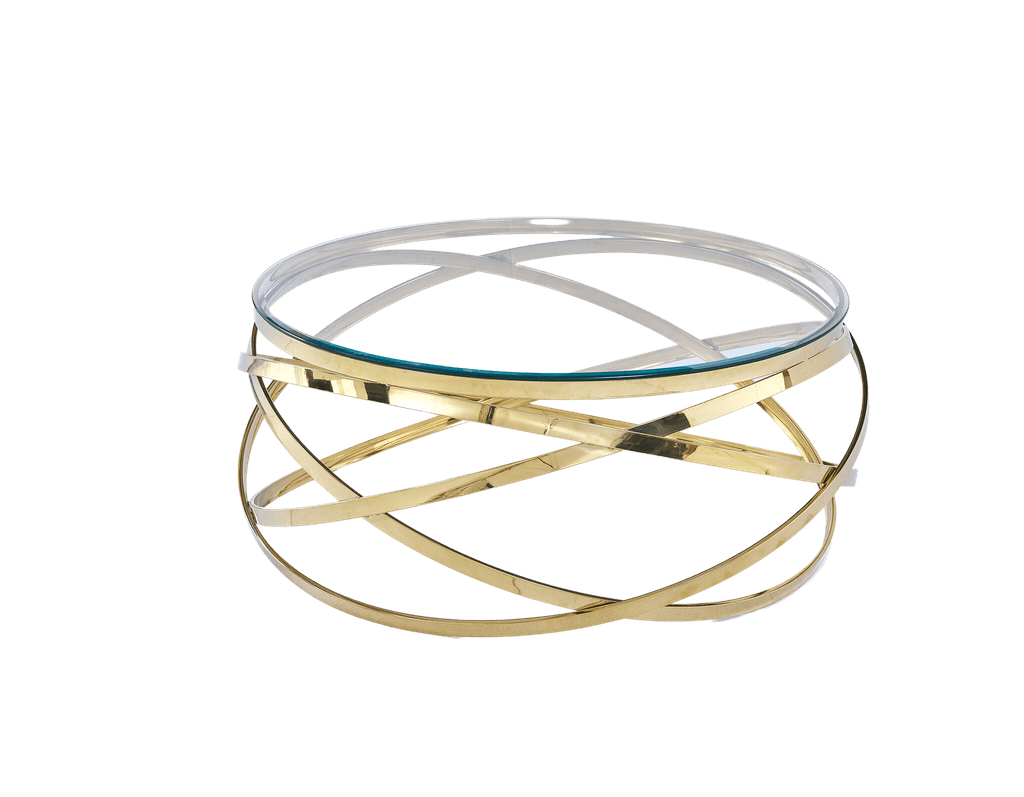 Table Basse EVOL structure Gold et plateau en verre D 90cm