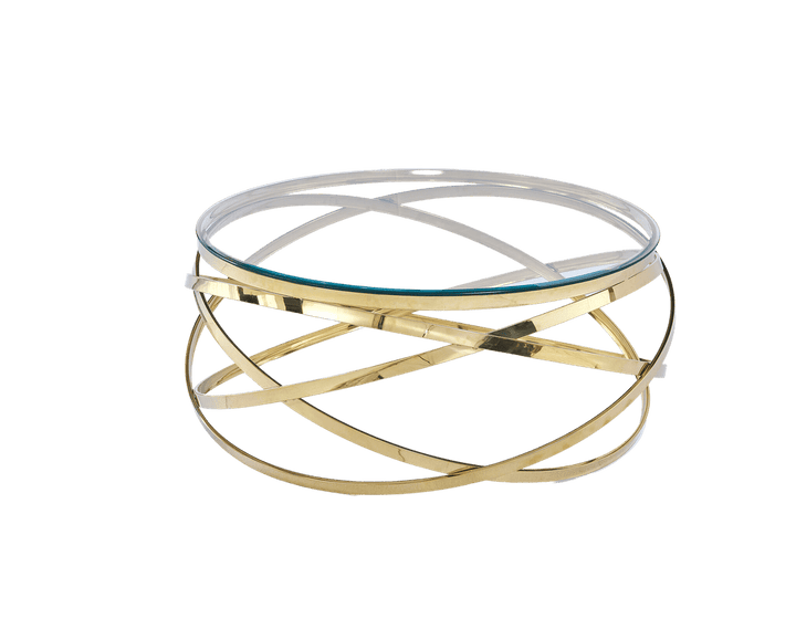 Table Basse EVOL structure Gold et plateau en verre D 90cm