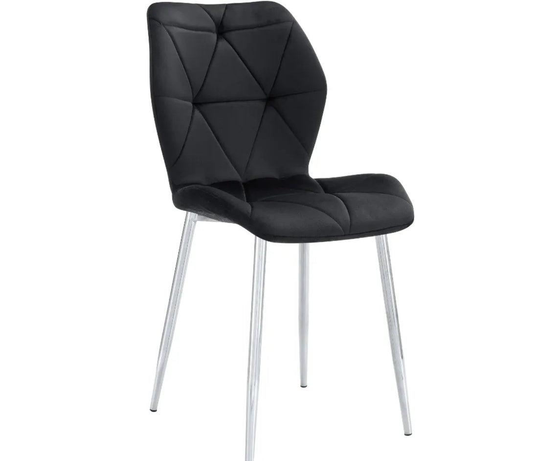 CHAISE ERM-COQUILLAGE PIED CHROME VELOURS NOIR