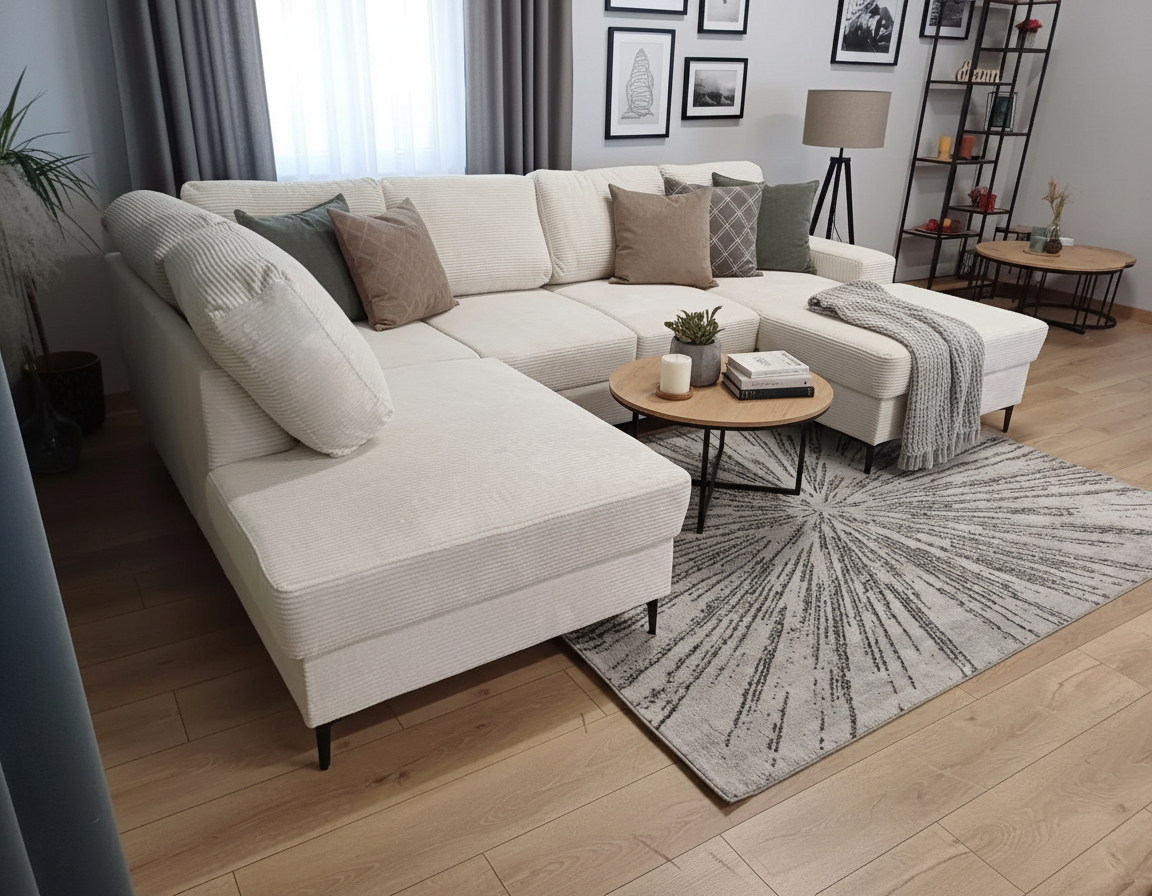 Canapé ERM-Vienna panoramique en U convertible avec deux coffres