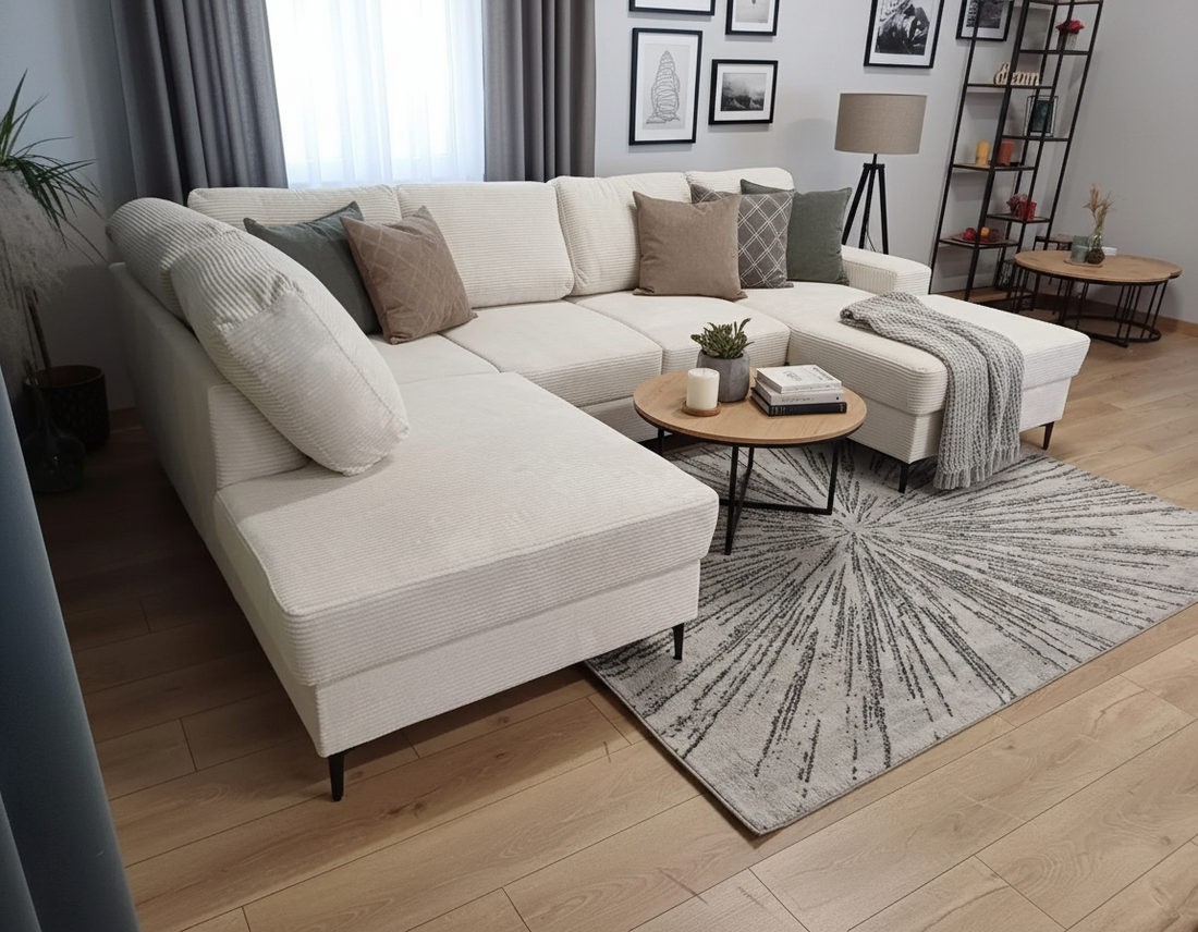 Canapé ERM-Vienna panoramique en U convertible avec deux coffres