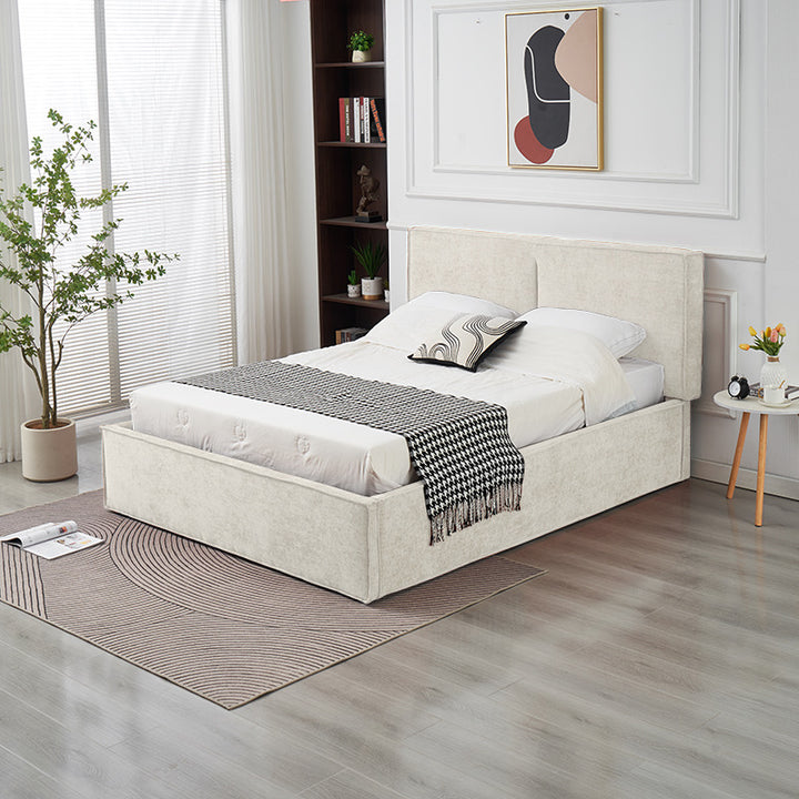 LIT DOUBLE COFFRE OLIVIA CHENILLE BEIGE