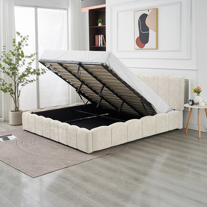 LIT DOUBLE COFFRE MOON CHENILLE BEIGE