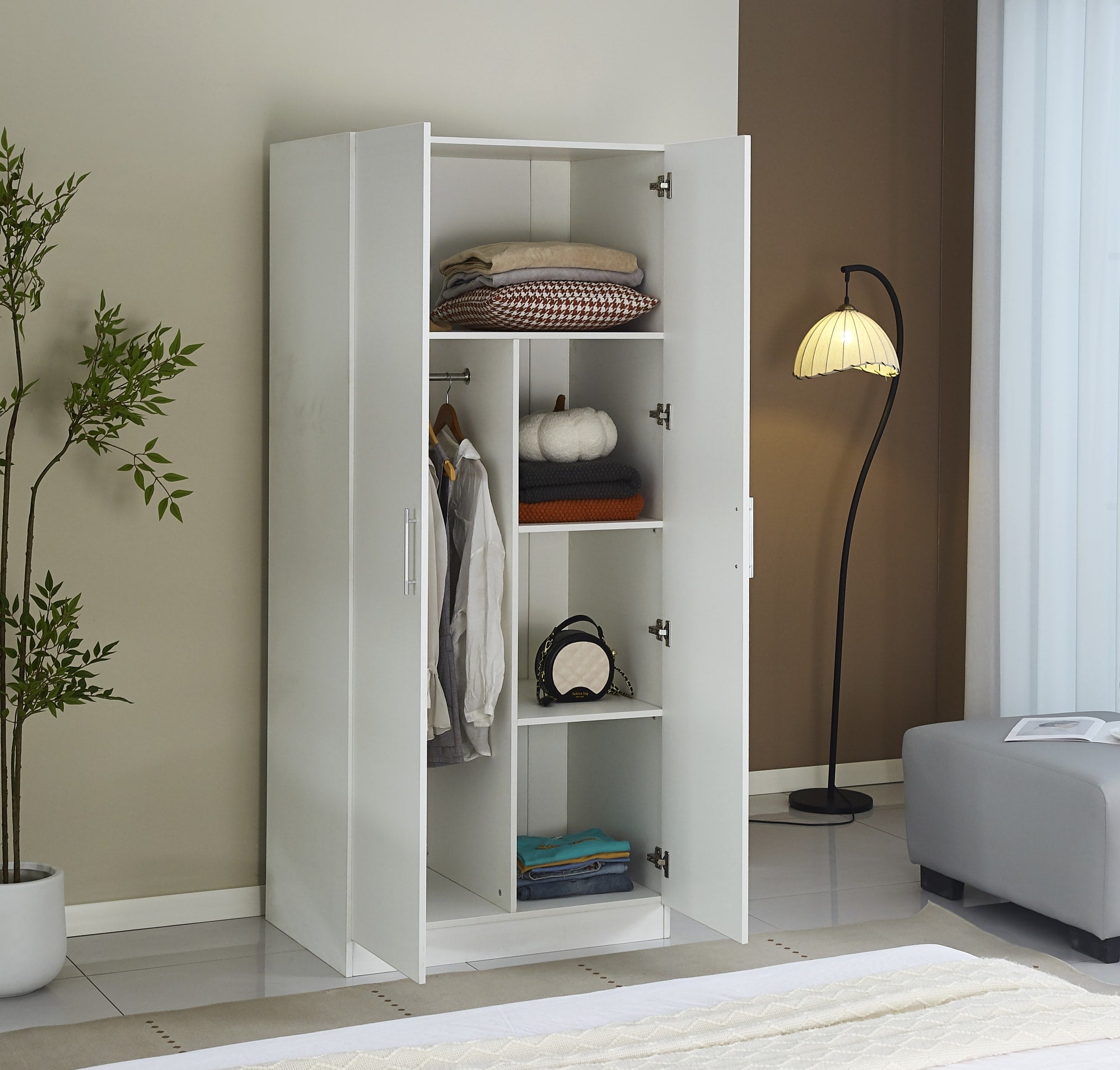 ARMOIRE LARA EN BOIS BLANC DEUX PORTES 188CM
