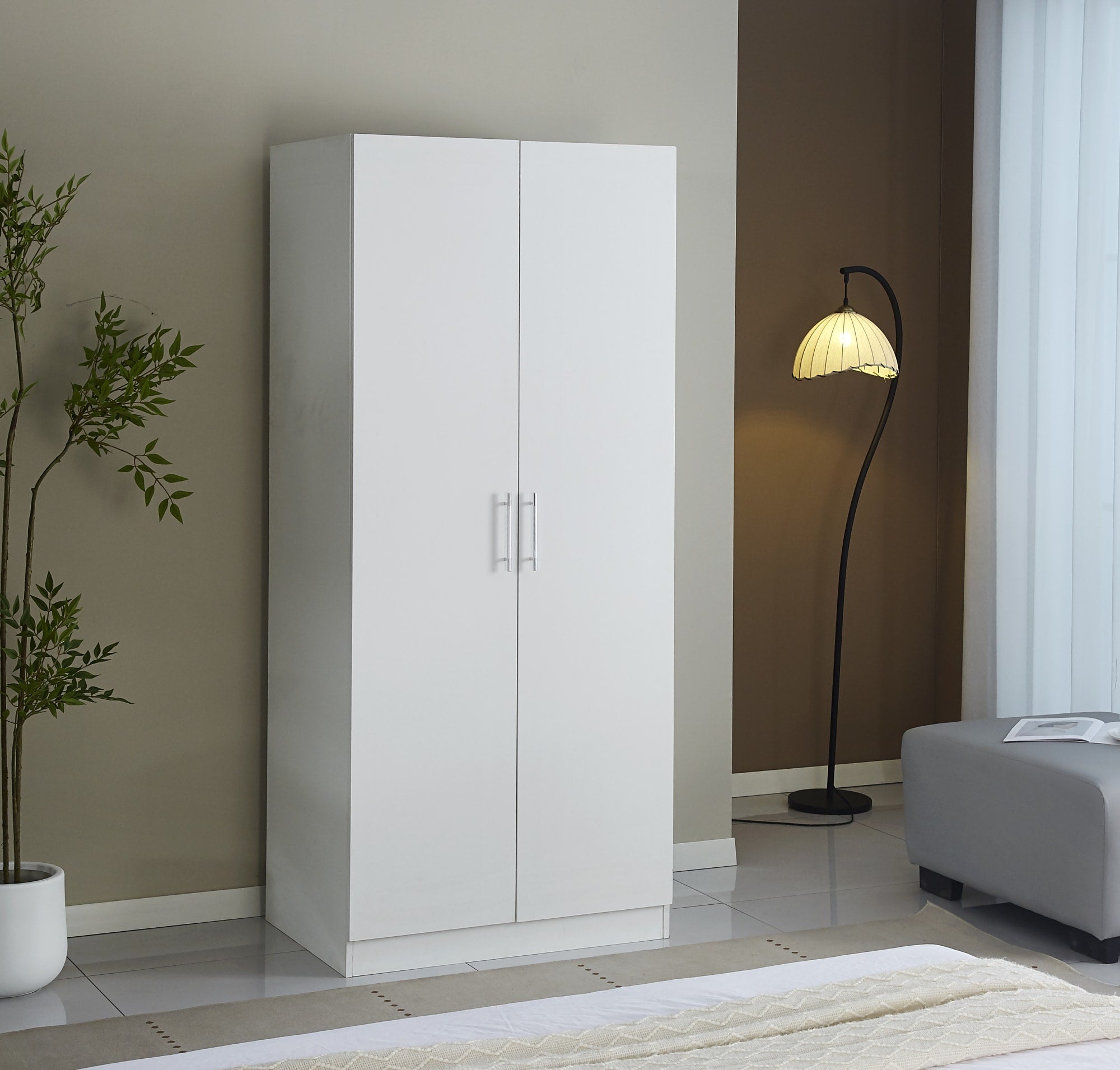 ARMOIRE LARA EN BOIS BLANC DEUX PORTES 188CM
