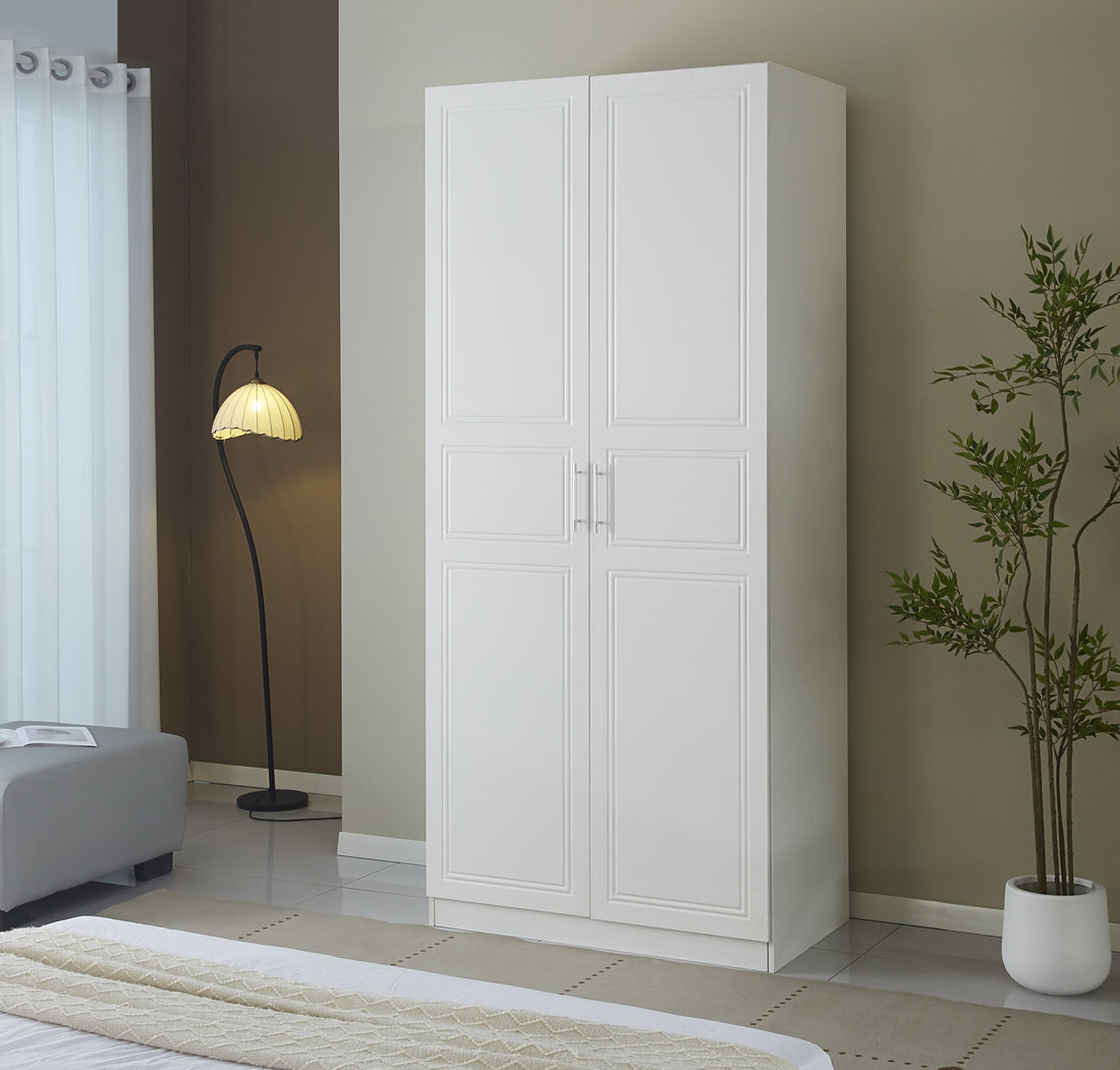ARMOIRE BARBARA EN BOIS BLANC DEUX PORTES 230CM