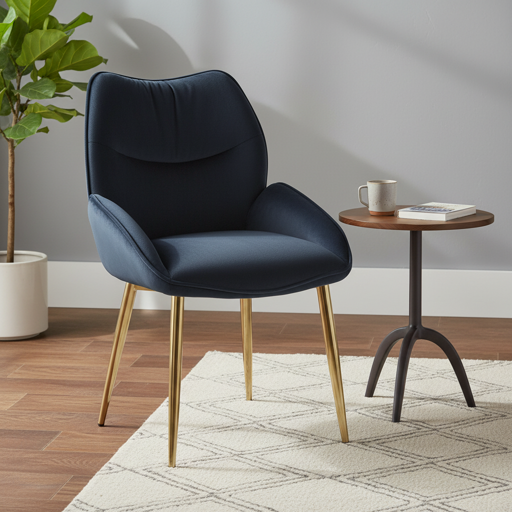 CHAISE ERM-LOHA PIED GOLD VELOURS NOIR