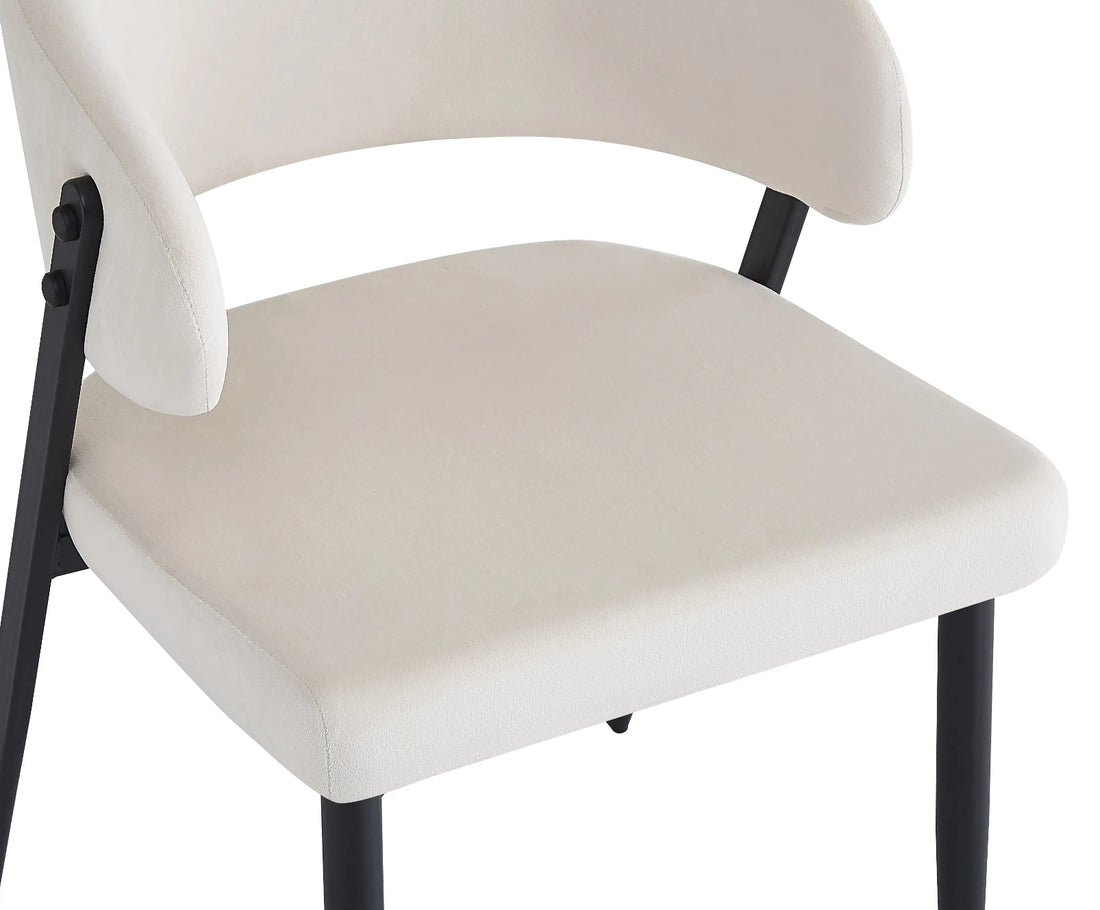 CHAISE ERM-LAMIA PIEDS METAL NOIR VELOURS BEIGE