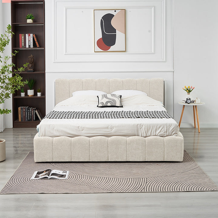 LIT DOUBLE COFFRE MOON CHENILLE BEIGE