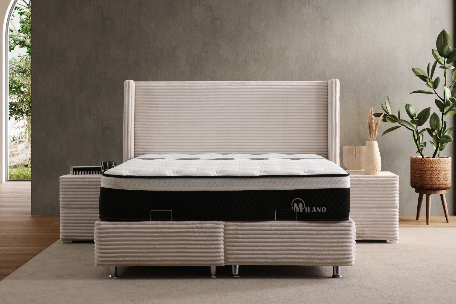 Lit Coffre Clara 160x200 Cotelé