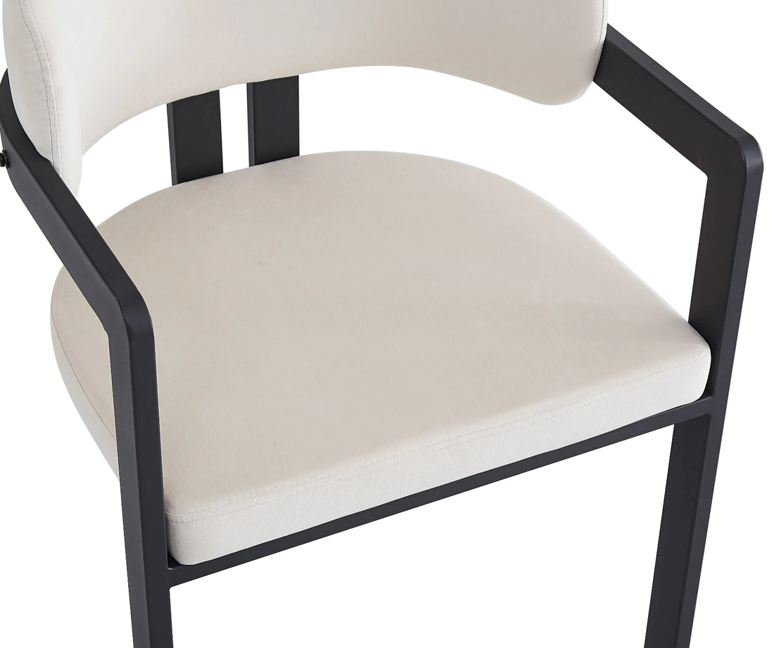 CHAISE ERM-MELLOW PIED METAL NOIR ASSISE VELOURS BEIGE