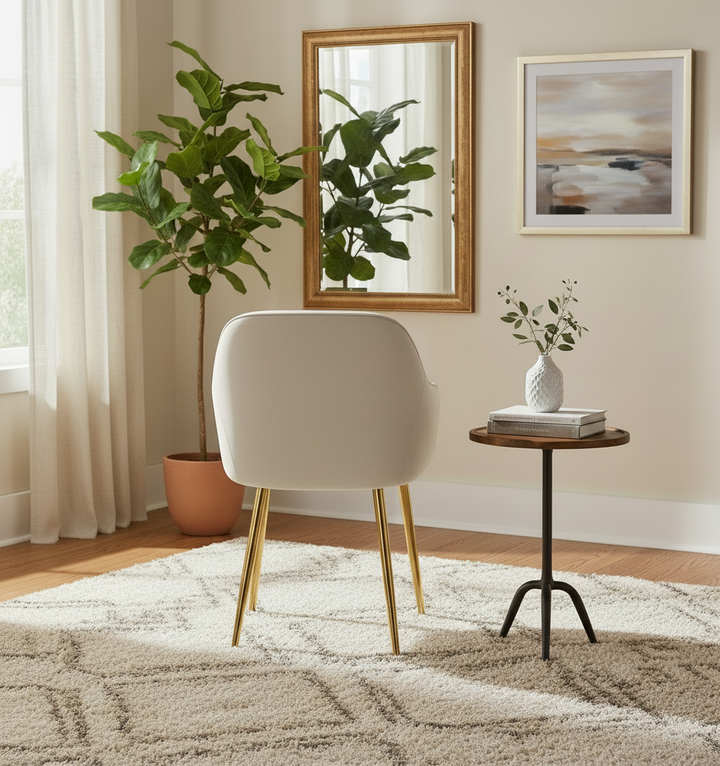 CHAISE PAMS PIEDS GOLD VELOURS BEIGE