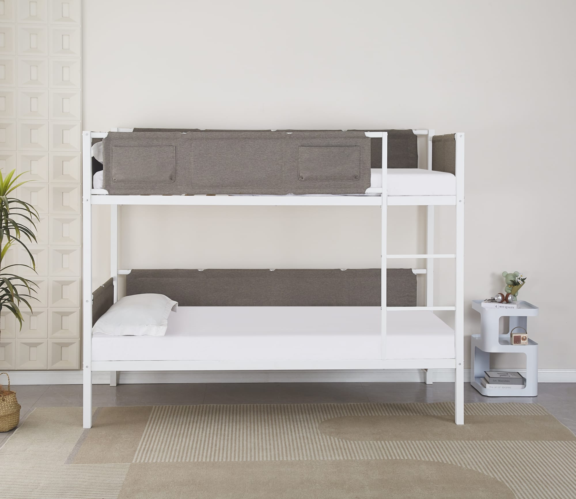 LIT BATNA EN BOIS BLANC 1+1 90X190cm