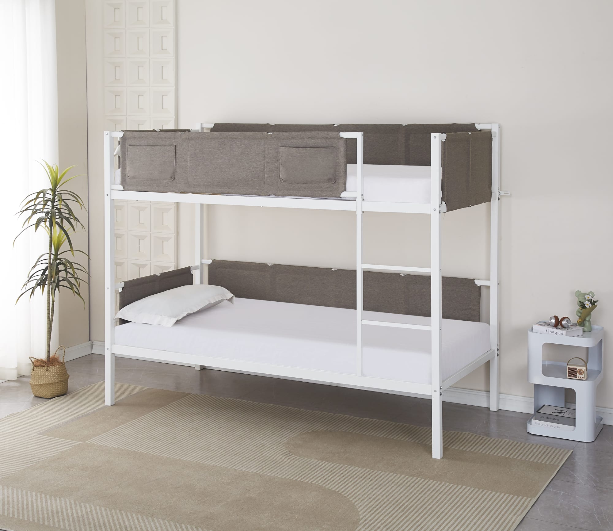 LIT BATNA EN BOIS BLANC 1+1 90X190cm