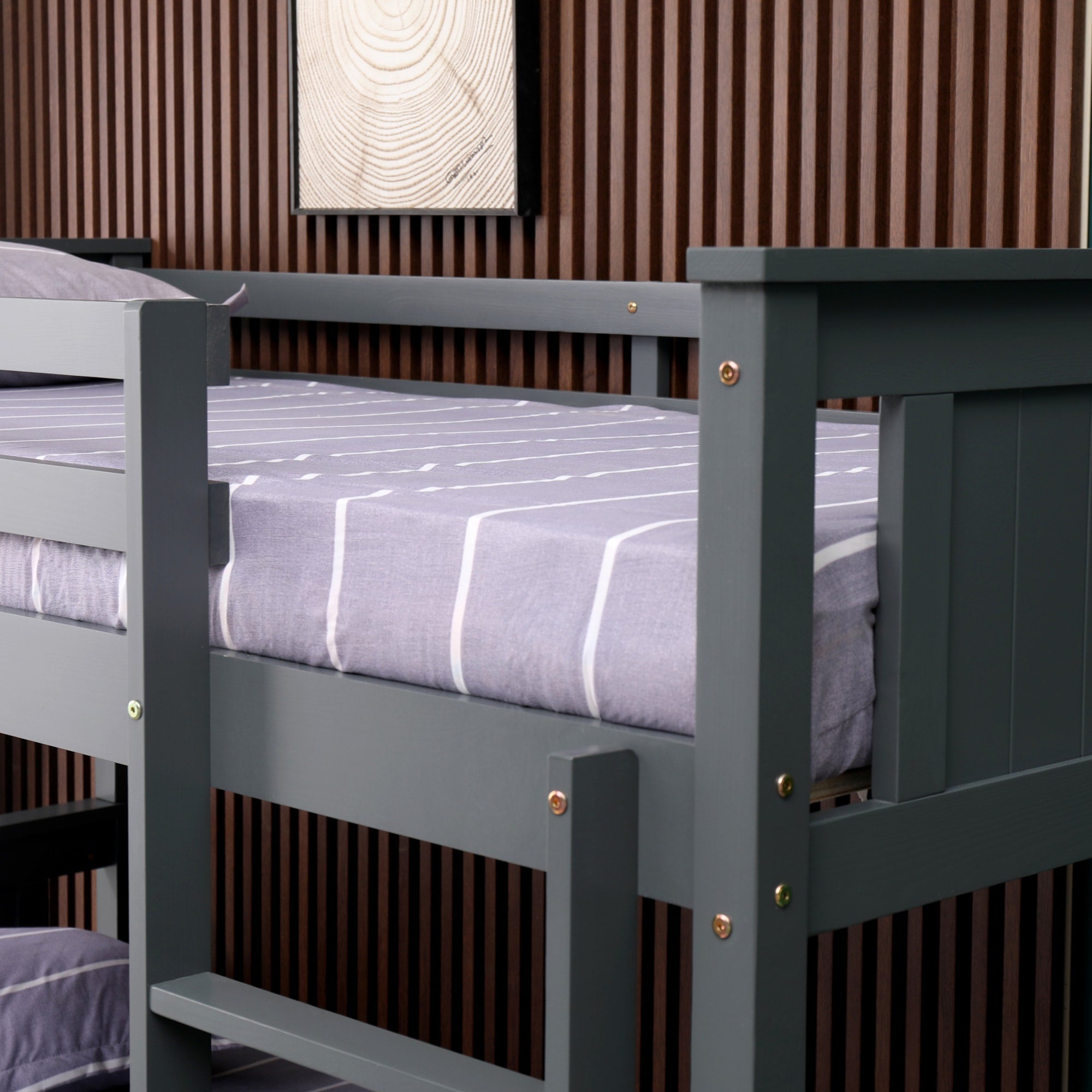 LIT BATNA EN BOIS GRIS 1+1 90X190cm