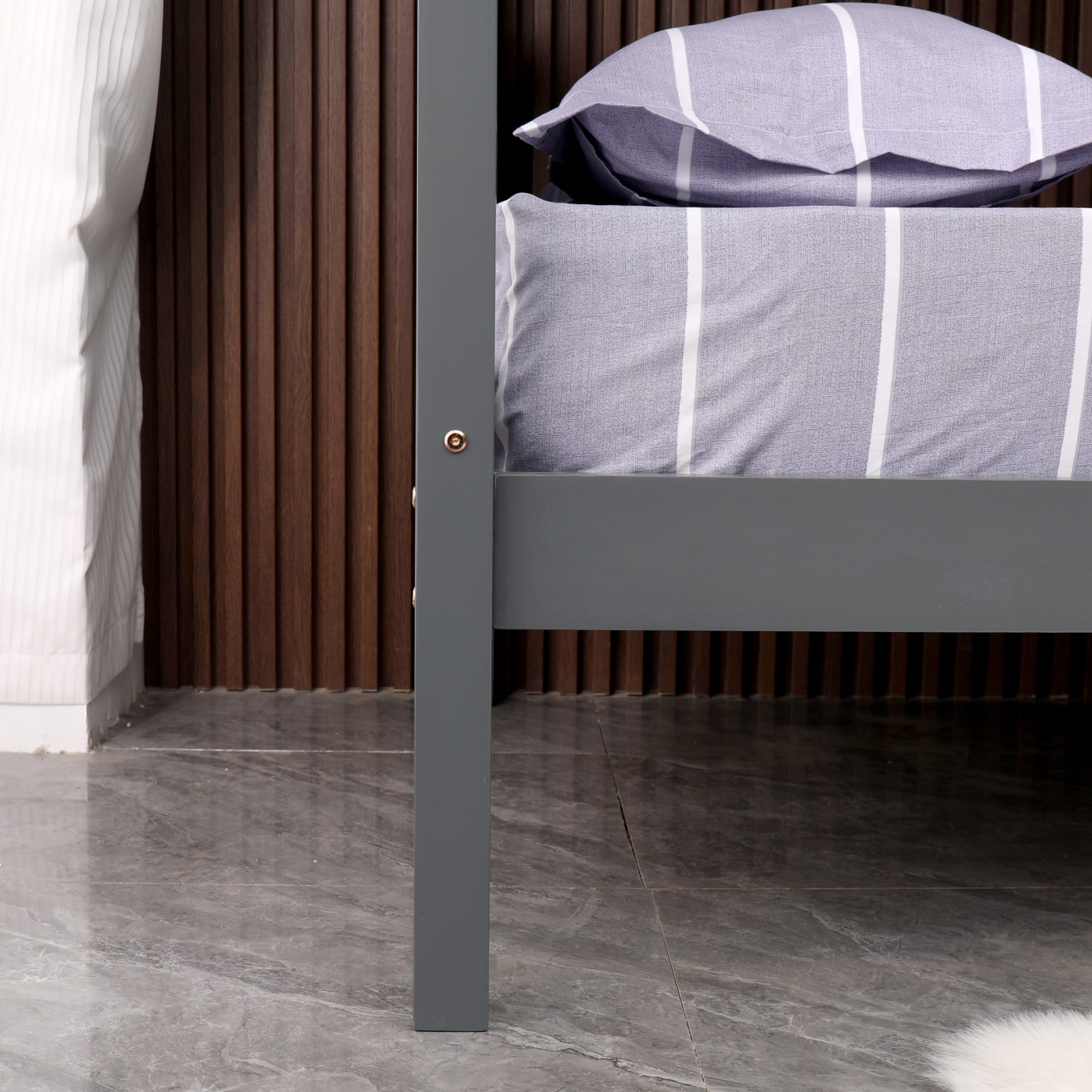 LIT BATNA EN BOIS GRIS 1+1 90X190cm