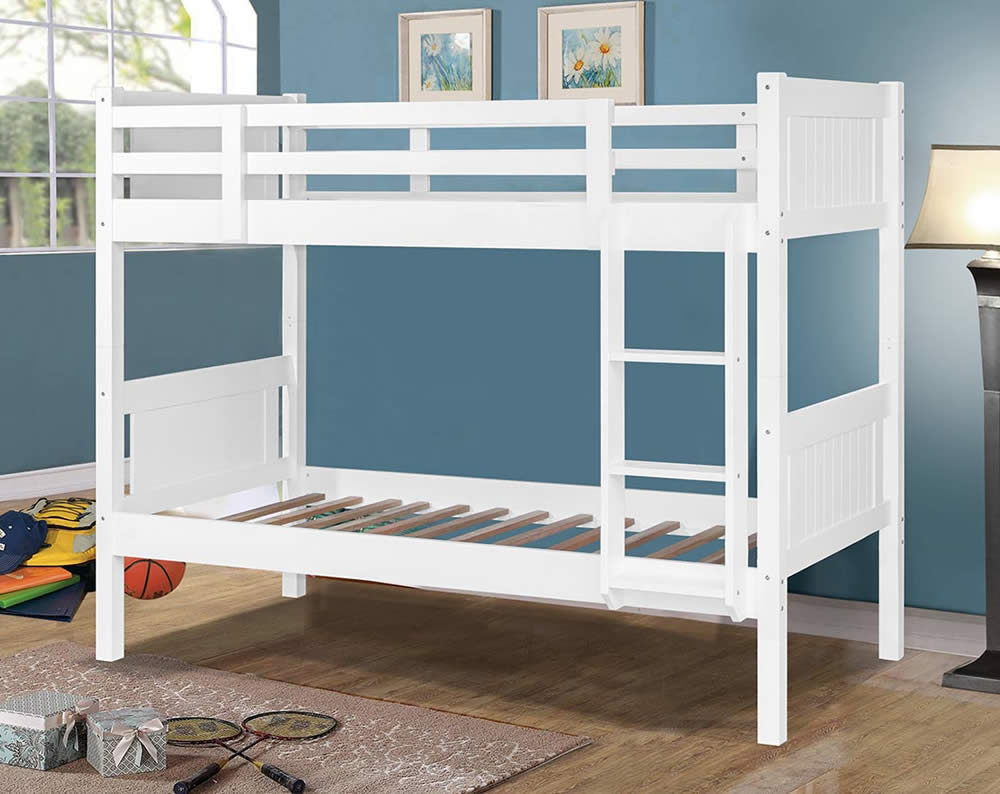 LIT BATNA EN BOIS BLANC 1+1 90X190cm