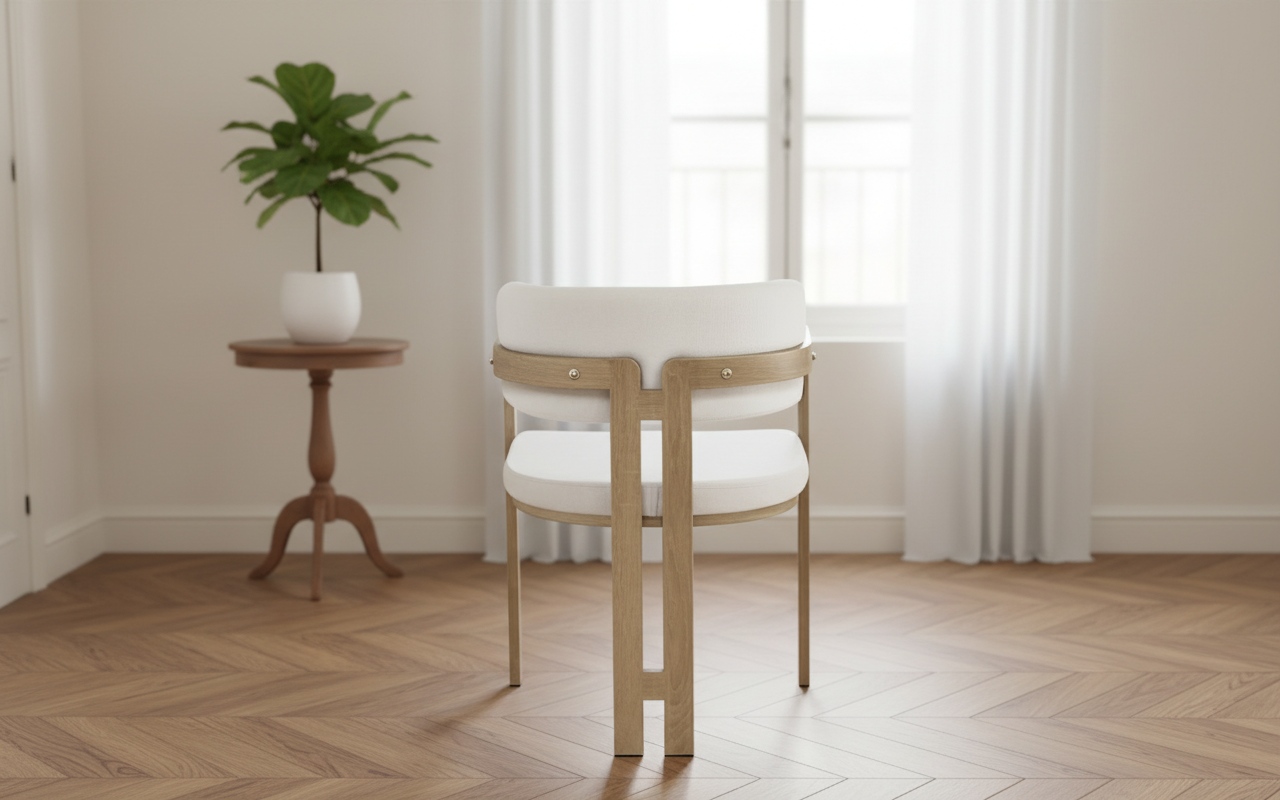 CHAISE ERM-MELLOW PIED METAL CHENE GRIFFEE ASSISE VELOURS BEIGE