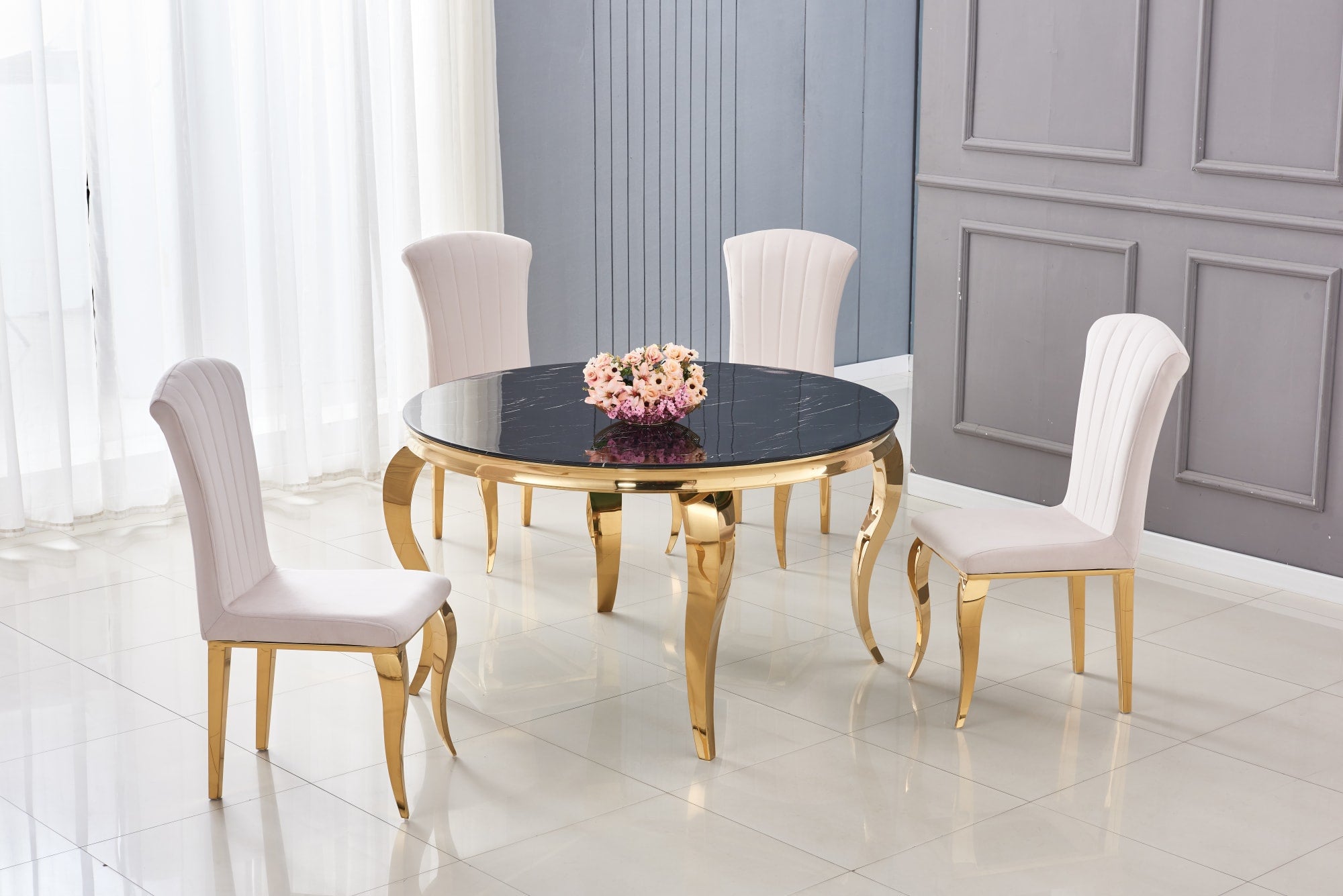 Table à manger ronde BAROQUE gold  130x75 cm