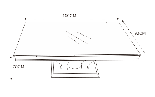 Table à manger TROFY 4 à 6 personnes chrome verre 150x90 cm