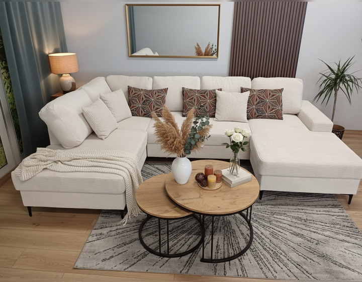 Canapé ERM-Vienna panoramique en U convertible avec deux coffres