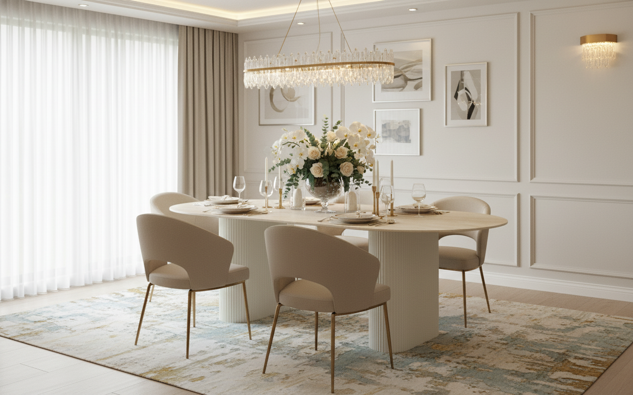 Table à manger ERM-Roxy effet travertin mat