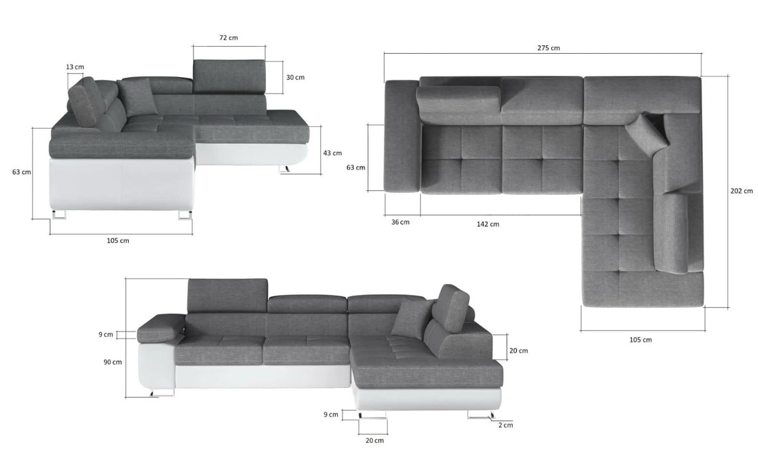 Canapé ERM-Toulouse angle droit convertible