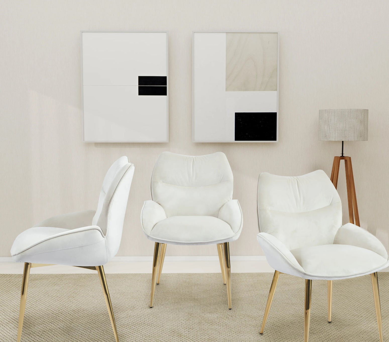 CHAISE ERM-LOHA PIED GOLD VELOURS BEIGE