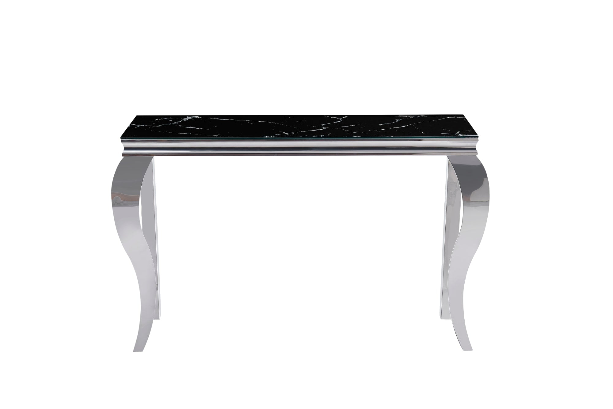 CONSOLE BAROQUE CHROME MARBRE NOIR 110x50x85 cm