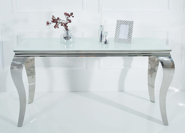 Console BAROQUE Chrome plateau en verre 110x50x85 cm
