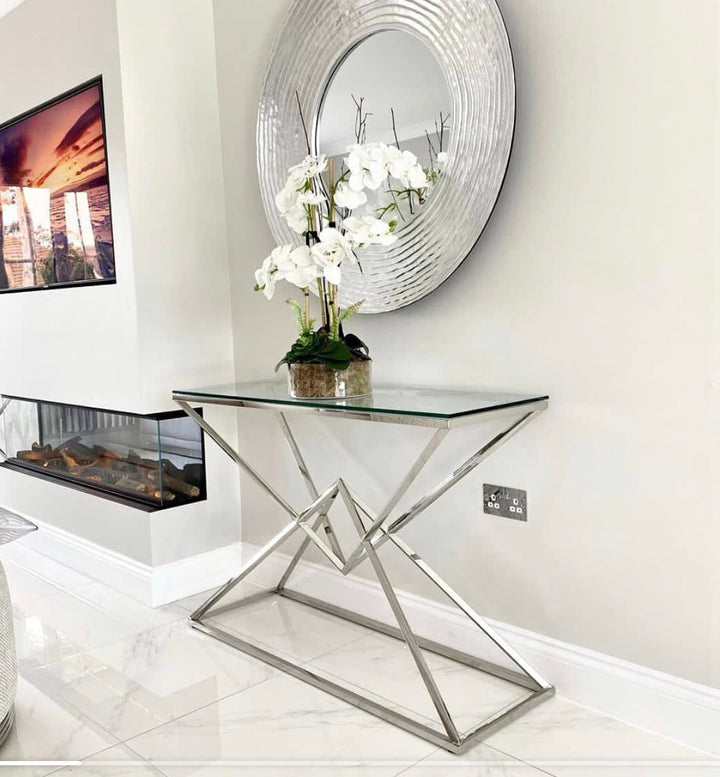 Console PYRAMID en verre Transparent 120x40x78 cm