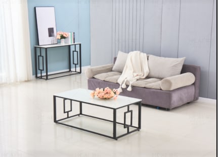 Table basse SOPHIE  pieds en métal noir 120 cm