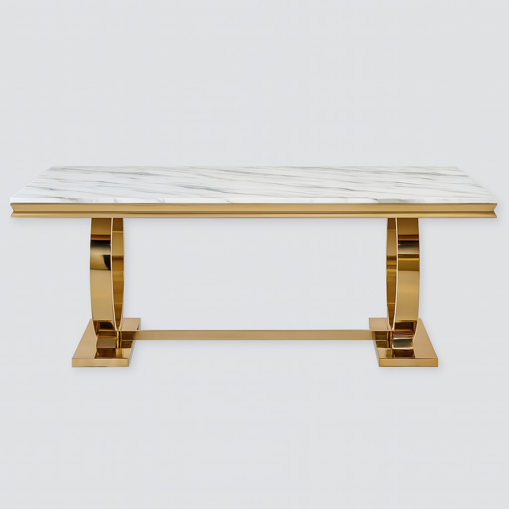 Table Basse Omega Gold plateau verre 120x70 cm