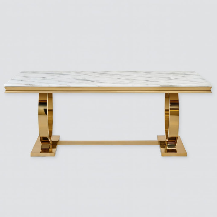 Table Basse Omega Gold plateau verre 120x70 cm