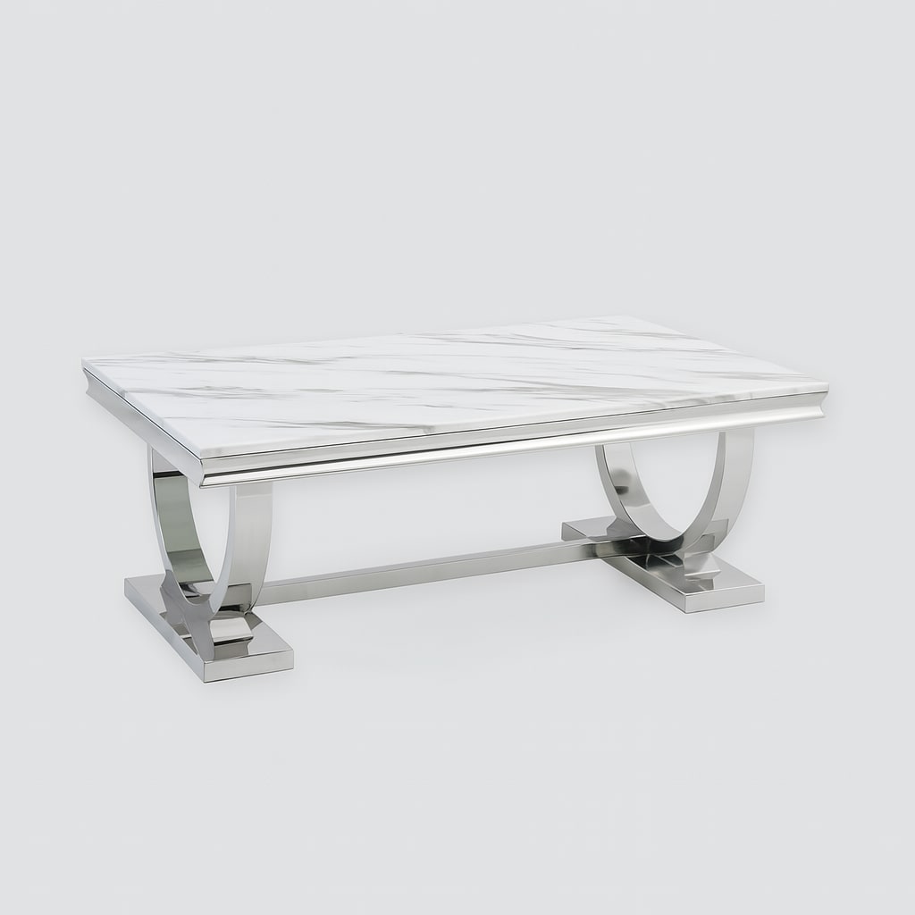 Table Basse Omega Chrome plateau verre 120x70 cm