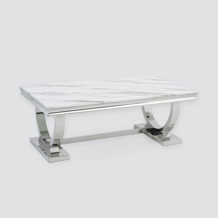 Table Basse Omega Chrome plateau verre 120x70 cm