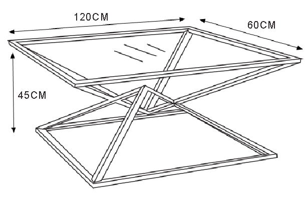 TABLE BASSE PYRAMIDE RECTANGLE GOLD MARBRE BLANC 120x60 cm
