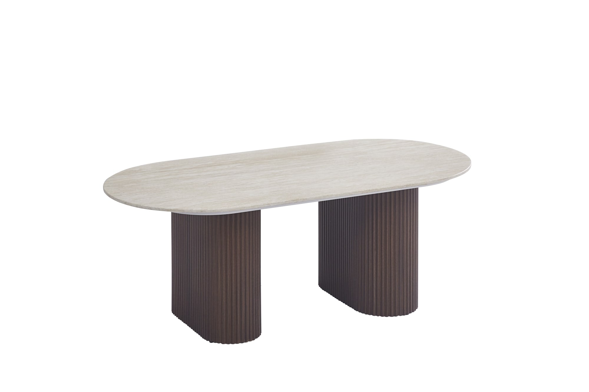 TABLE BASSE ROXY PIED NOYER PLATEAU CERAMIQUE TRAVERTIN MAT 120CM