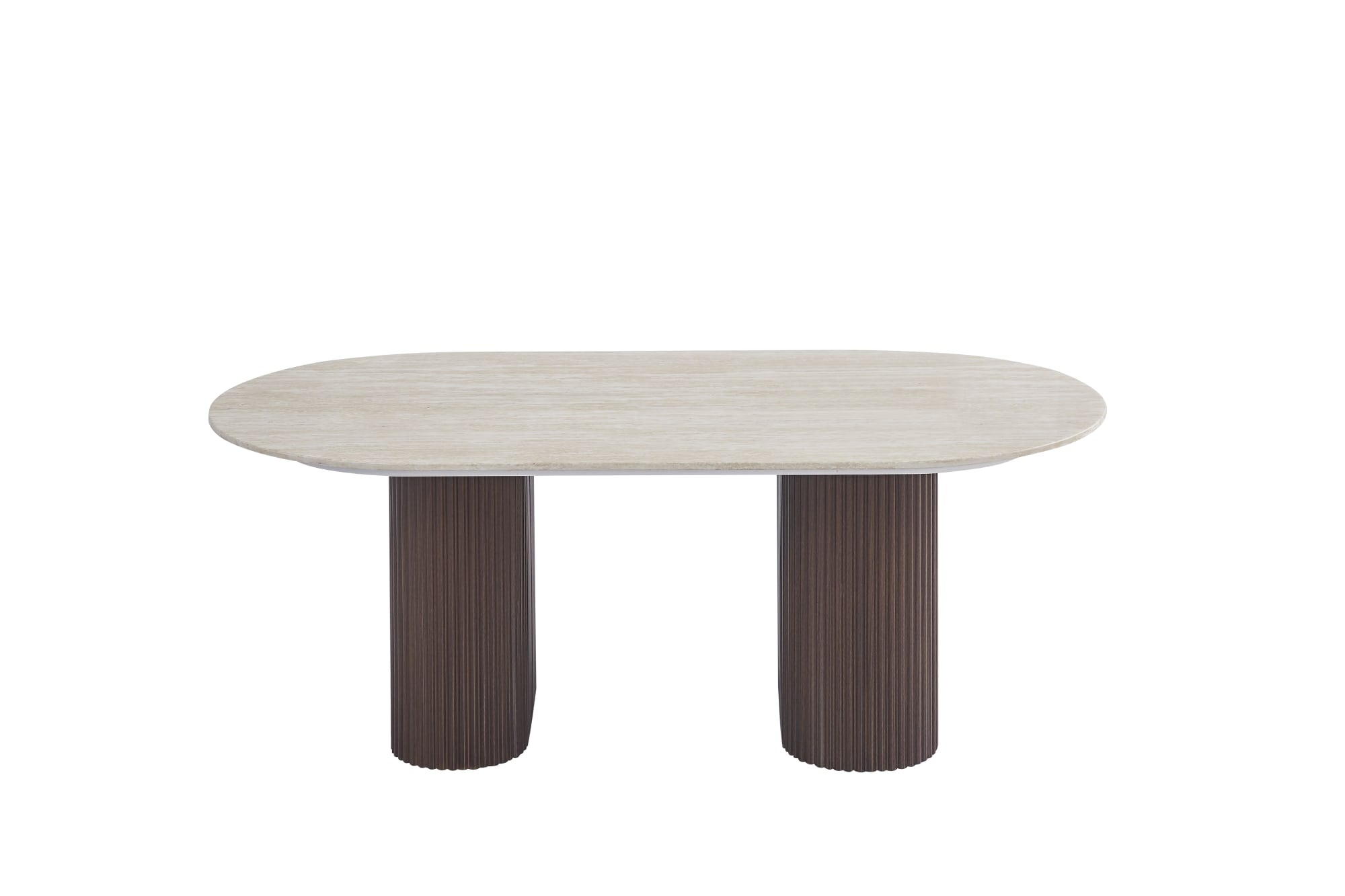 TABLE BASSE ROXY PIED NOYER PLATEAU CERAMIQUE TRAVERTIN MAT 120CM
