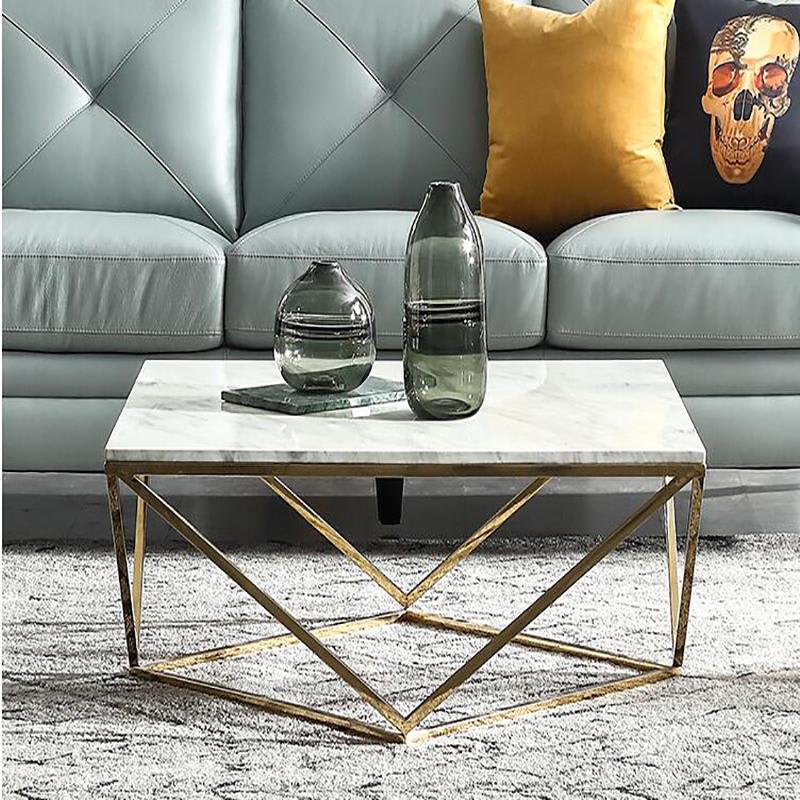 Table Basse carrée ALINA Gold XXLverre 100x100x45 cm