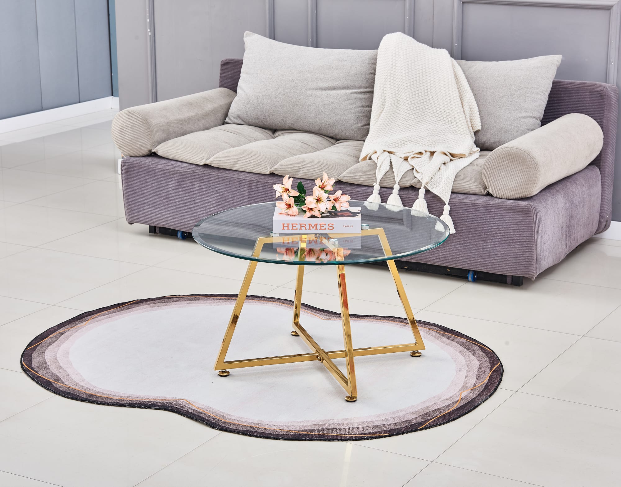 TABLE BASSE HELOISE GOLD TRANSPARENT 80x45 cm