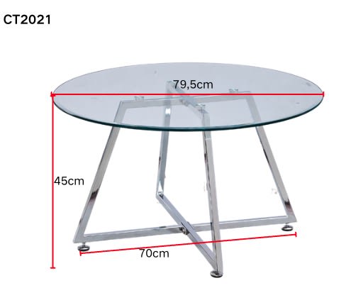 TABLE BASSE HELOISE CHROME TRANSPARENT 80x45 cm