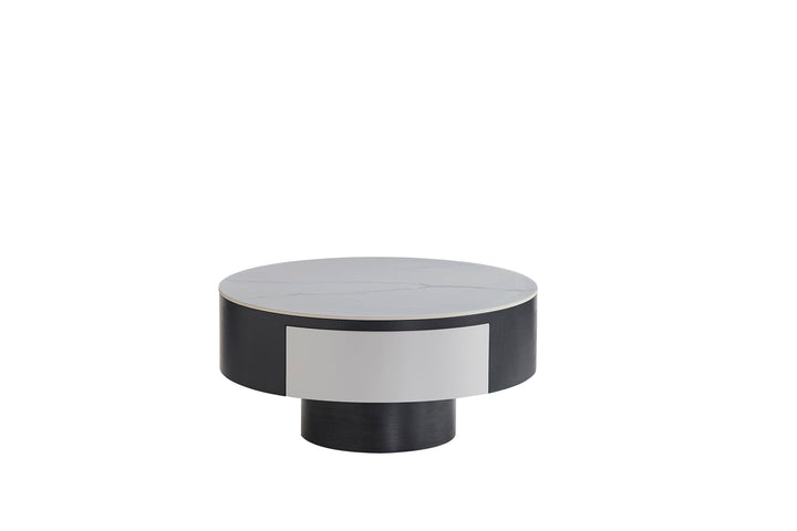 TABLE BASSE TORNADO AVEC TIROIR EN NOIR BLANC 80x40cm