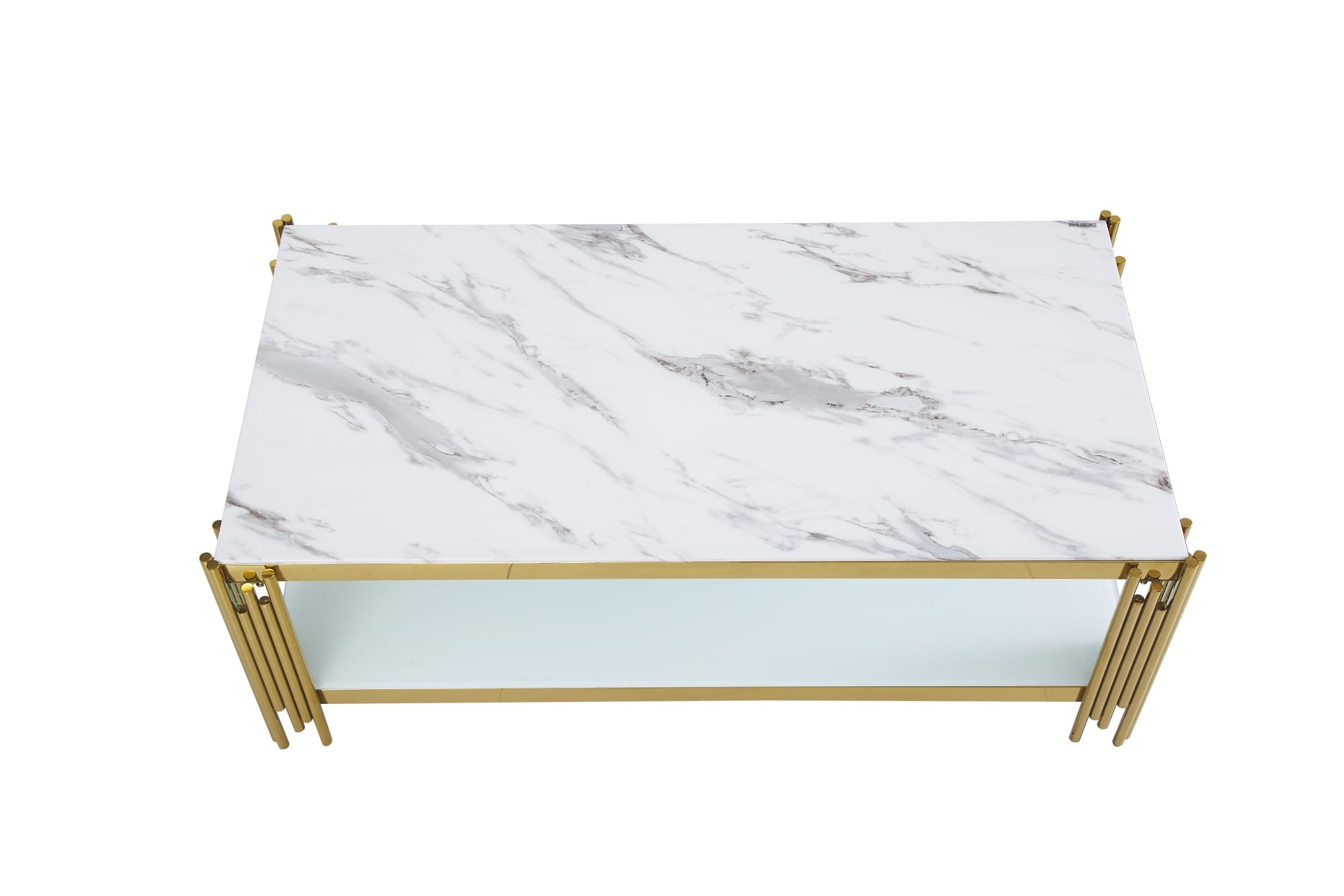 Table Basse FLUTE Gold et plateau en verre 120x60x45 cm