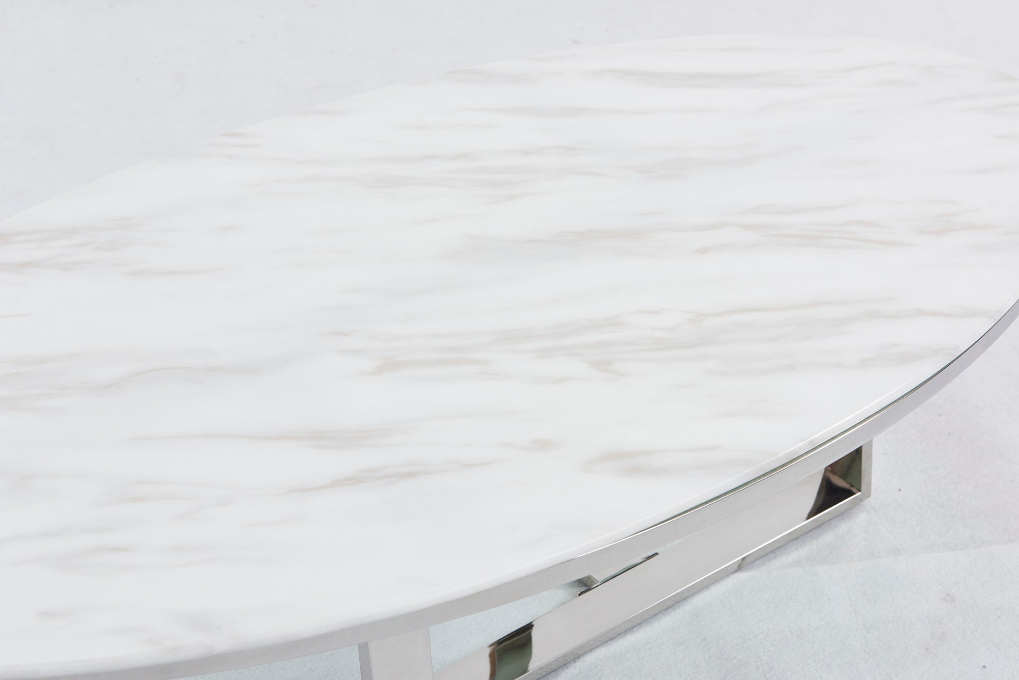 TABLE BASSE GAMMA CHROME MARBRE BLANC 120x60x45 cm