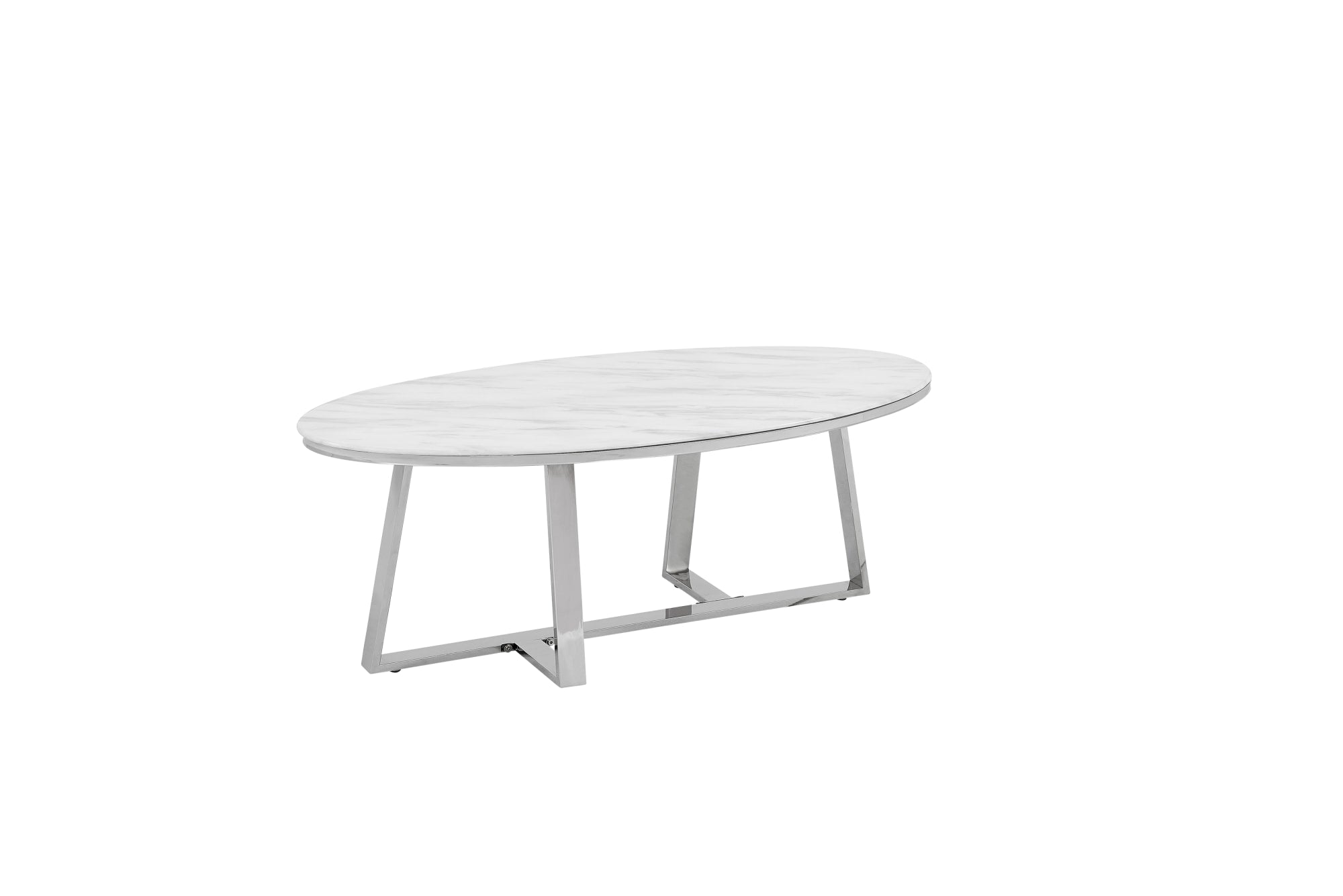 TABLE BASSE GAMMA CHROME MARBRE BLANC 120x60x45 cm