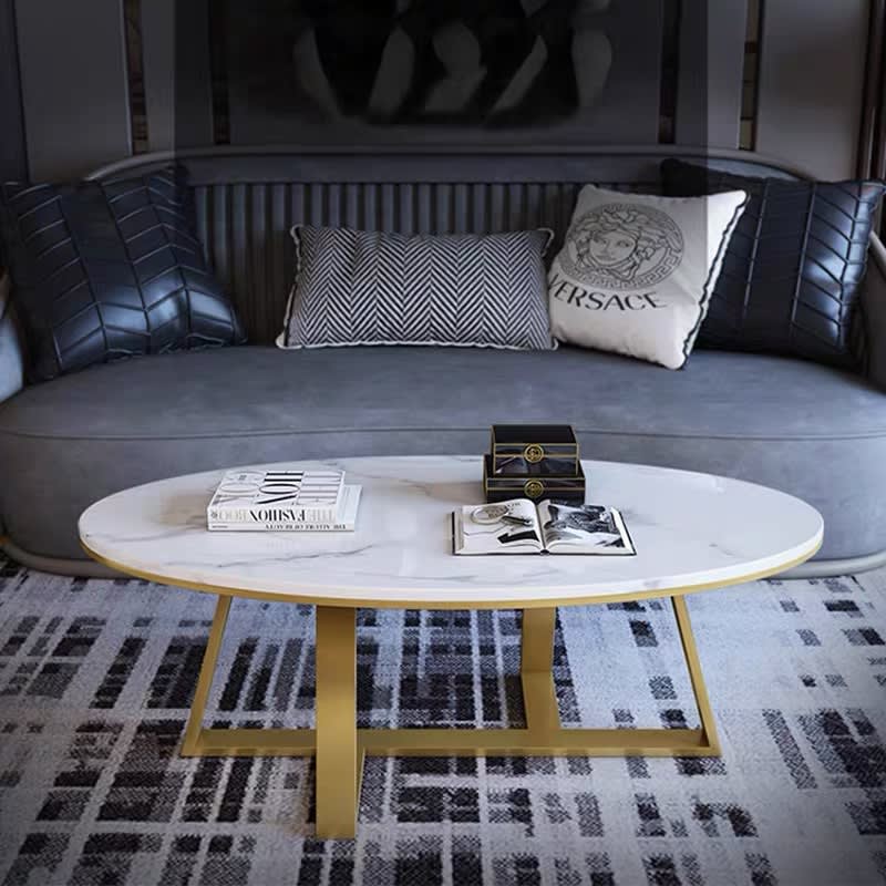 TABLE BASSE GAMMA GOLD MARBRE BLANC 120x60x45 cm