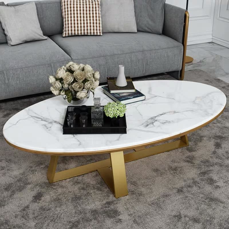 TABLE BASSE GAMMA GOLD MARBRE BLANC 120x60x45 cm